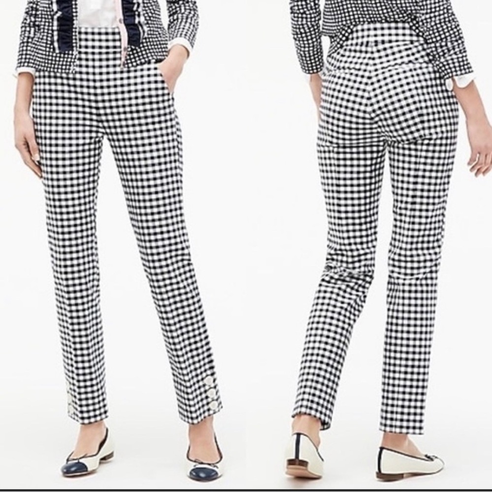 NEW J.Crew Women's Sz 10 Remi Gingham Cropped Blue White Pants Spring Summer NWT - Picture 2 of 12